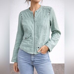 Sandwich Linen Jacket EU 36 XS Small Mint Zip Lightweight Minimalist Jacket